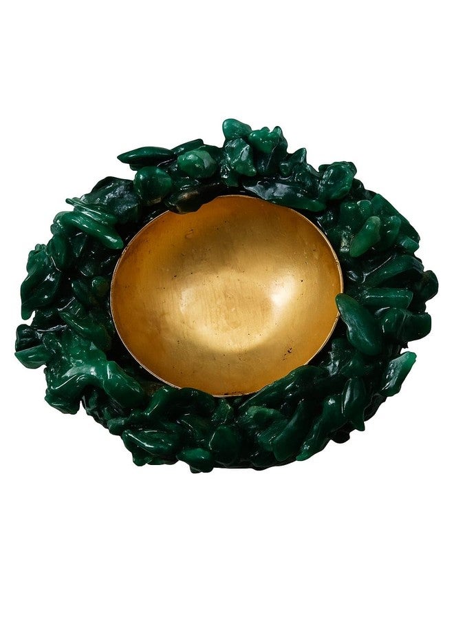 TOI SHOP Agate Diya Tealight Candle Holder for Home Decor, for Gifts, for Diwali, Diya (Green)
